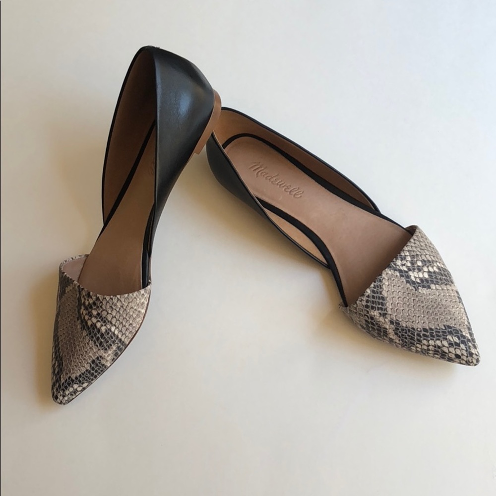 Cute Madewell snake print pointed toed flats